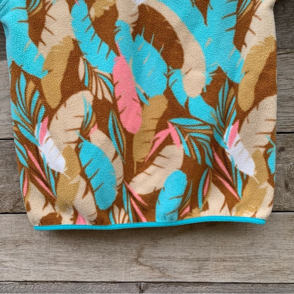 Patagonia Lightweight Synchilla Womens M Snap T Pullover Fleece Feather Print - Picture 13 of 16